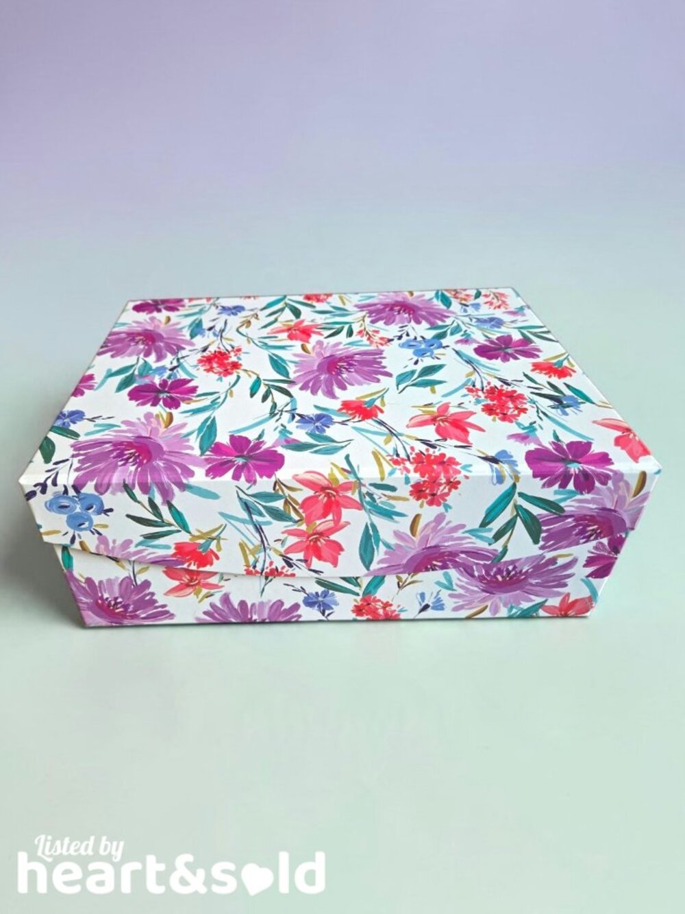 NEW Large Purple & Red Floral Storage Box